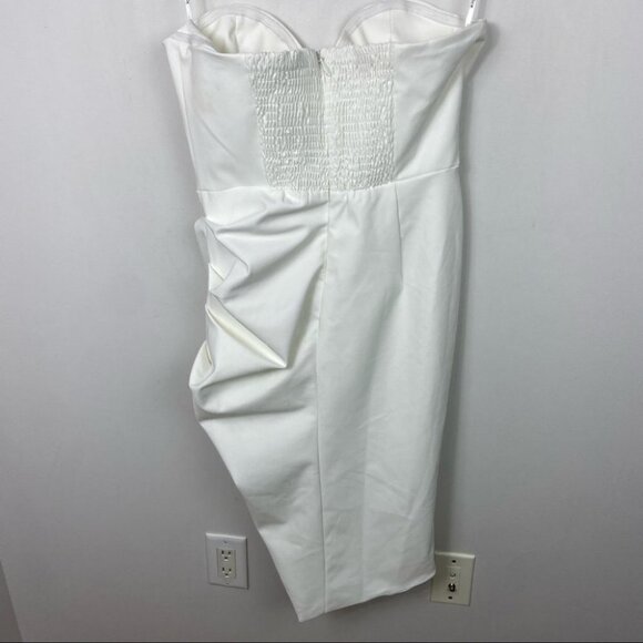 NEW Lavish Alice Bustier Corset Cocktail Dress White Size 10 Midi Asymmetrical - Picture 12 of 12